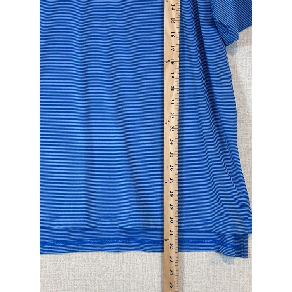 Adidas Golf Climalite Polo Shirt Mens XL Blue Striped Short Sleeve RN 88387‎